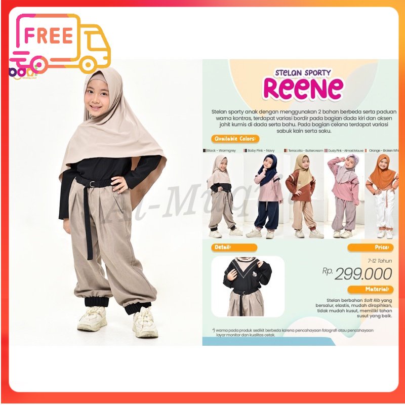 DISKON RABBANI ORI Stelan Sporty Reene | Stelan Anak Perempuan Al-Muqiit.Shop