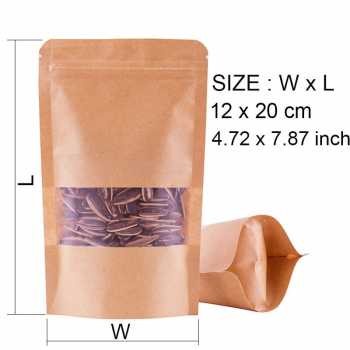 

⭐BISA COD⭐ Kantong Kertas Kraft Paper Bags Zip Lock 50PCS - HK-501 Luckima - 12x20 cm