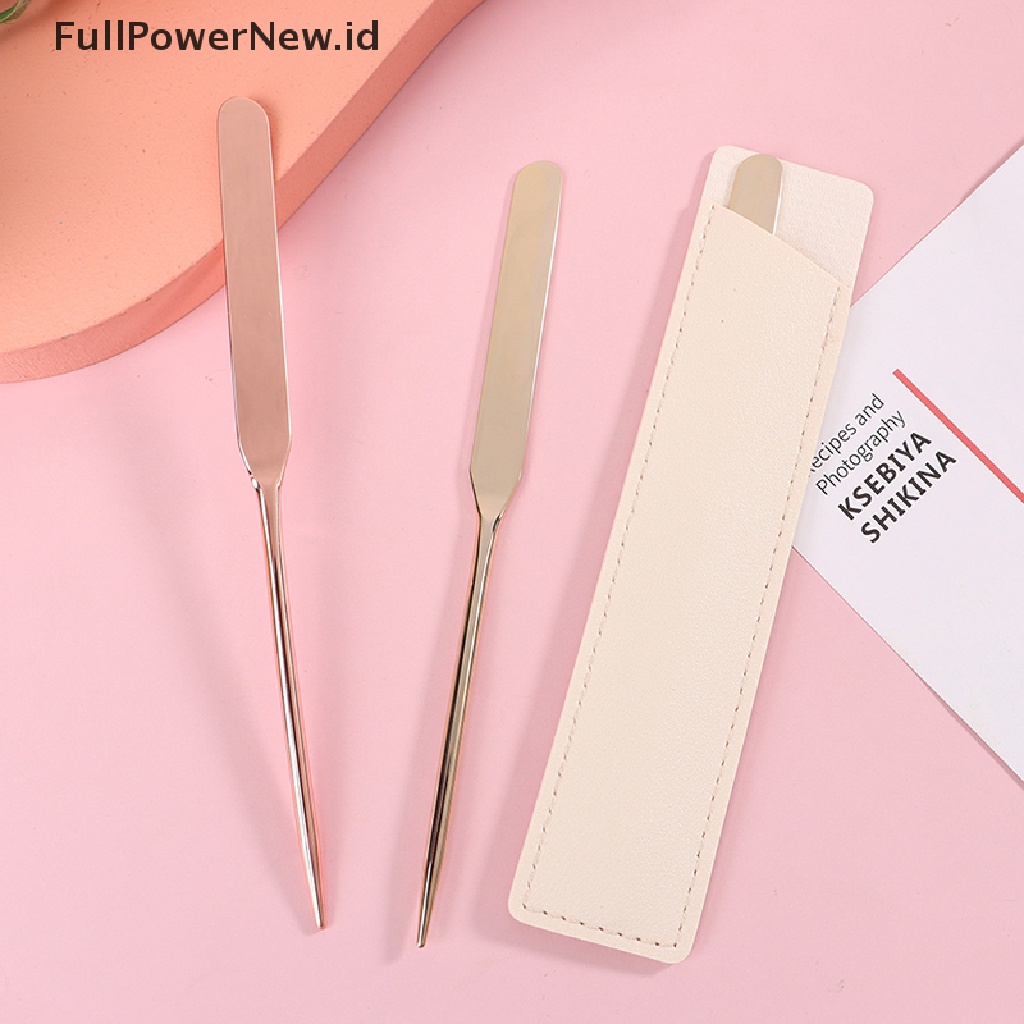 Power 1Pcs Stainless Steel Kepala Ganda Makeup Toner Spatula Mixing Stick Foundation ID