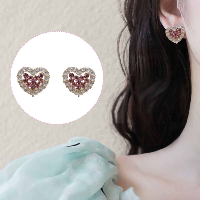 Anting Tusuk Hati Kristal Untuk Wanita925 Sterling Silver Needle Ear Bar Hypoallergenic Jewelry