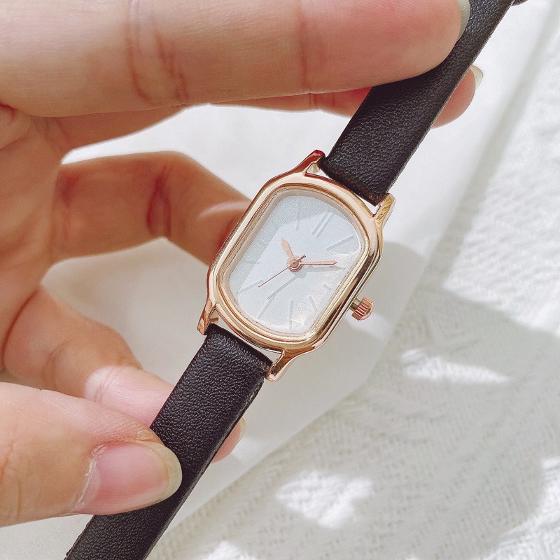 RRNS 178 Jam Tangan Strap PU Analog Casual Gaya Retro Untuk Wanita Watch Korean Fashion