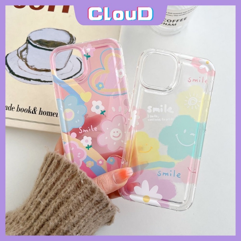 Cute Smile Case Untuk Samsung A50s A03 A04E A32 A04 A30s A50 A12 A04s A13 A30 F23 M23 A52s A11 A52 A23 A03s A20 A02s M13 Ins Korea Cat Air Bunga Shockproof Airbag Lembut Tpu Cover