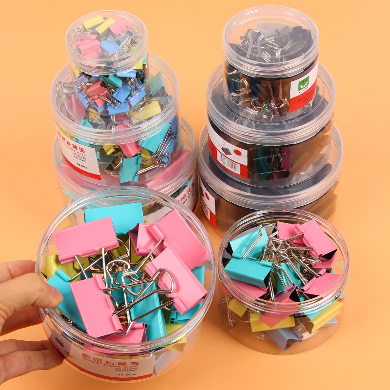 24pcs 32mm Binder Paper Clip Warna Warni Besi Klip Jepit Kertas OSM-ST0263