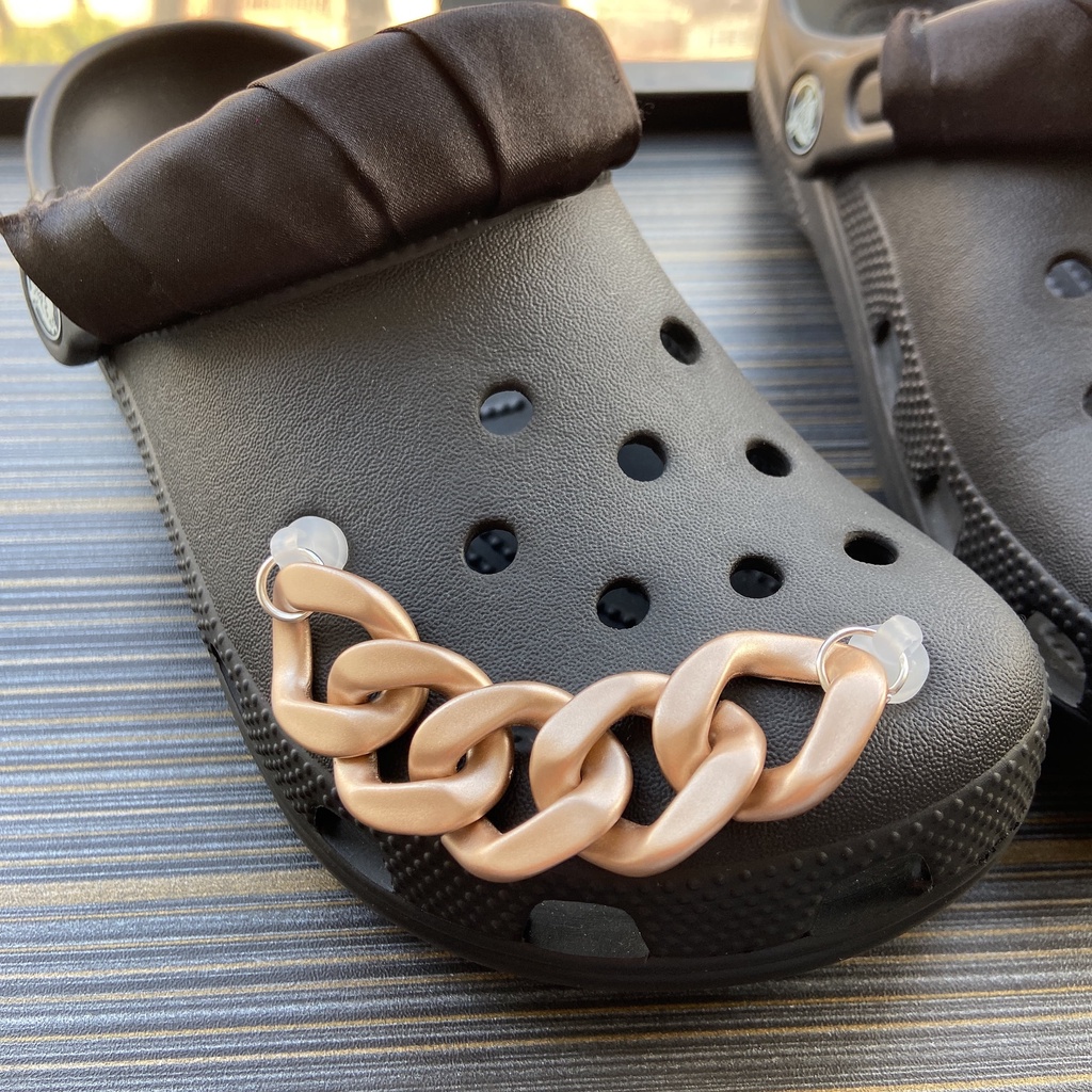 @shinydiy Crocs Fashion Chain Shoe Decoration Matte Gold &amp; Silver Series DIY-crocs Aksesoris Sepatu Rantai Fashion | asesoris wanita｜crocs jibbitz