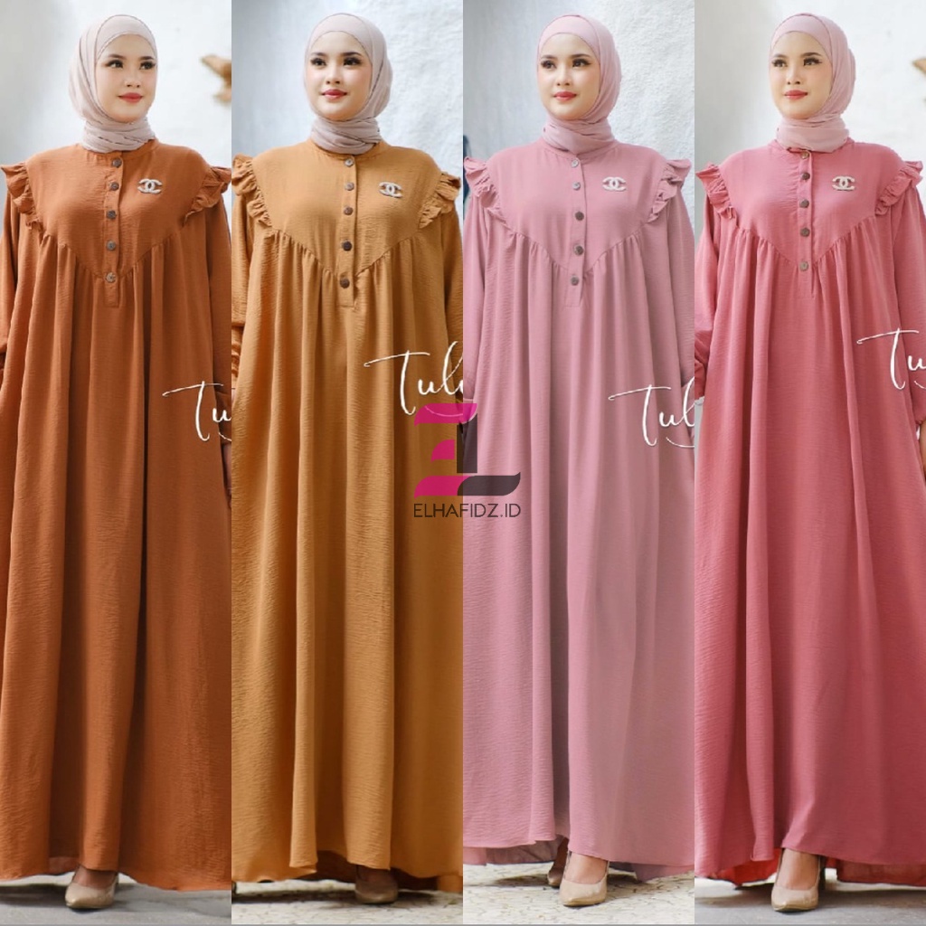 Ready Stock ✅ Maxi Dress Tulus Signature Afwa Dress Jumbo Maxi Gamis Crinkle Premium Motif Polos Max