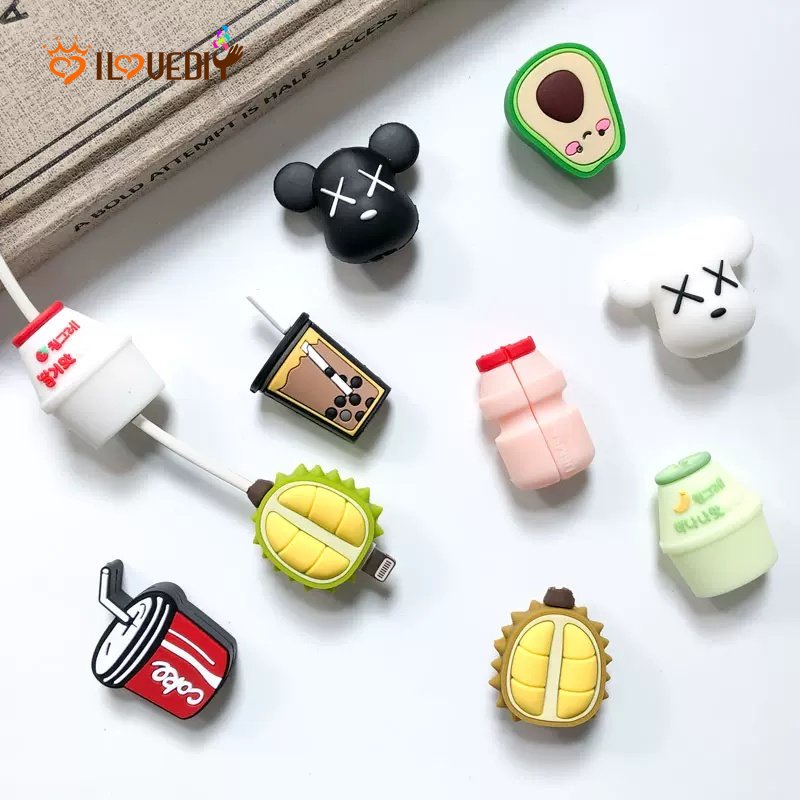 Hot Sale/1Pcs Buah Buahan Lucu Makanan Pelindung Kabel Cord Kawat Kartun Perlindungan Mini Silikon Penutup Pengisian Kabel Winder Untuk Kabel Charger