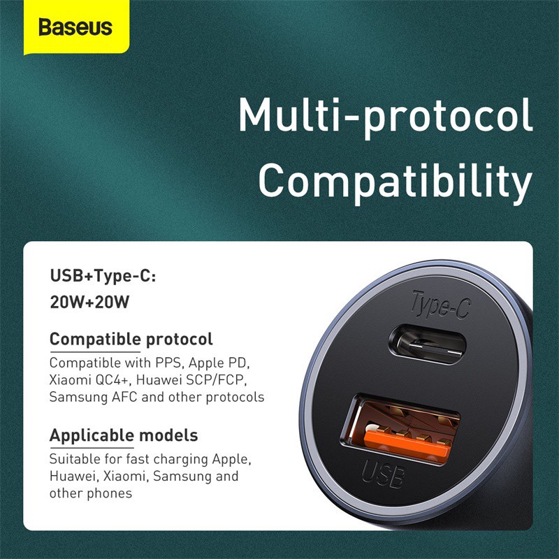 BASEUS Golden Contactor Pro Dual QC Car Charger U+C 40W - TZCCJD-0G