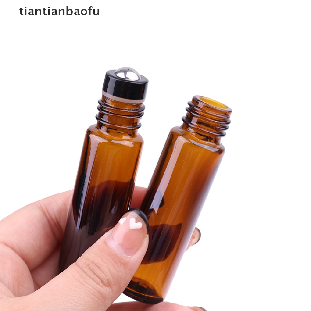 [tiantianbaofu] 10ml Botol Roll on Kaca Amber Kosong s Metal Roller Ball Butik