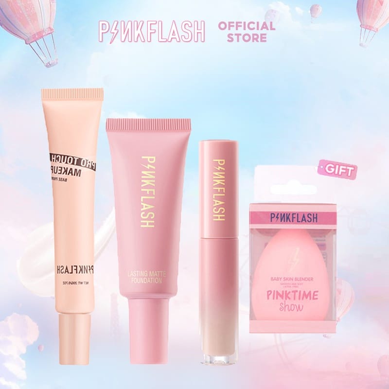 [BPOM&amp;ORI] PINKFLASH Face MakeupSet Matte Primer+Foundation+Concealer