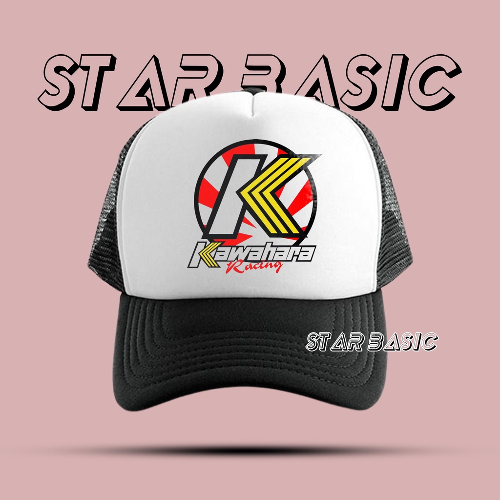 Topi Jaring KAWAHARA RACING - Topi Trucker - Topi jaring Pria - Topi Trucker pria - Topi Costume - T