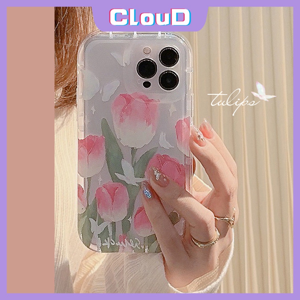 Realme C35 C25Y C33 C12 C25 C15 C25s C21Y C11 2020 Realme 5i 5s C3 C1 6i 5 C11 2021 C20 C2 C20 Fresh Spring Flower Tulips Butterfly Airbag Shockproof Soft TPU Floral Phone Case