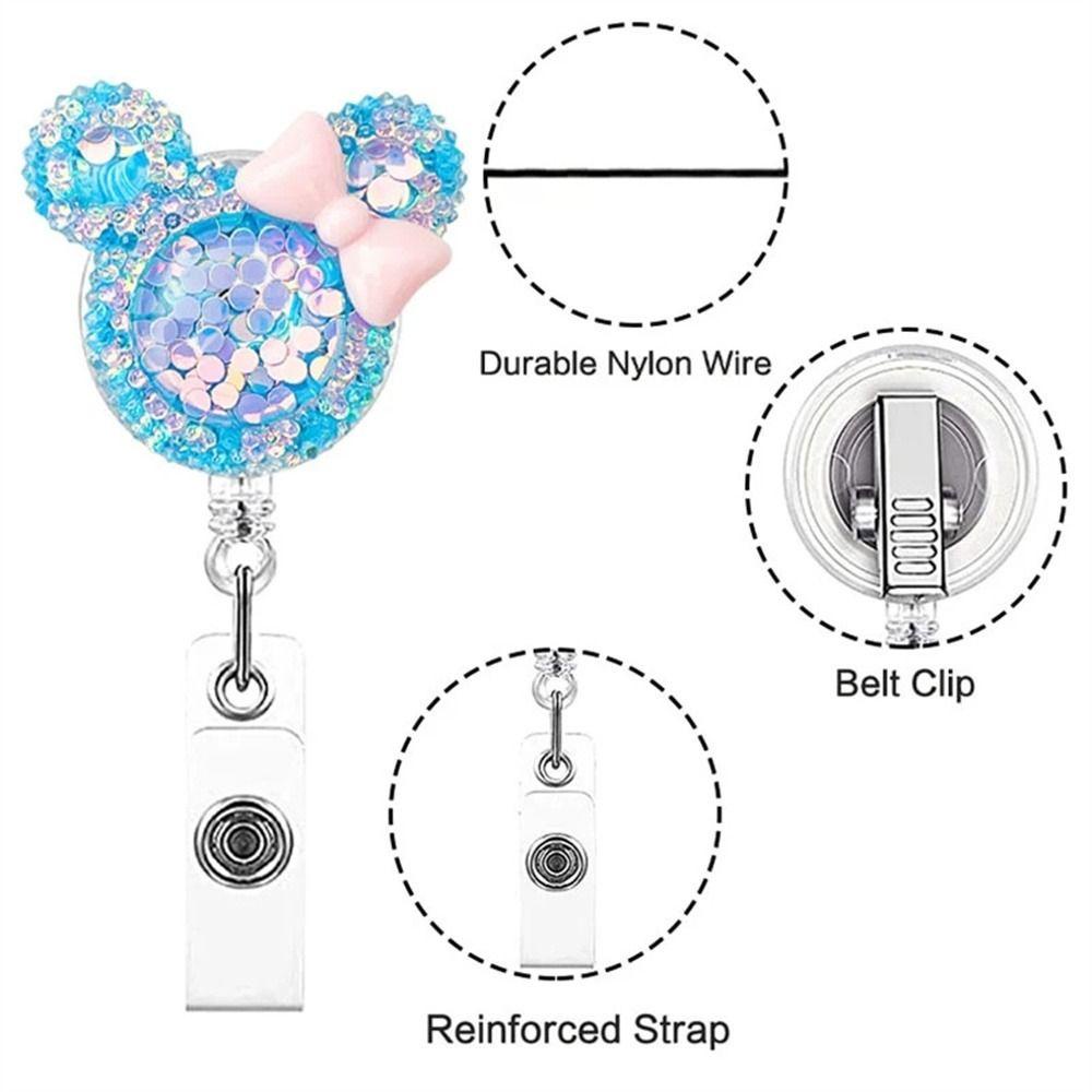 Mxbeauty Retractable Badge Reel Cowok Cewek Siswa Gaya Mengkilap Perawat Dokter Kartun Card Holder Badge Holder