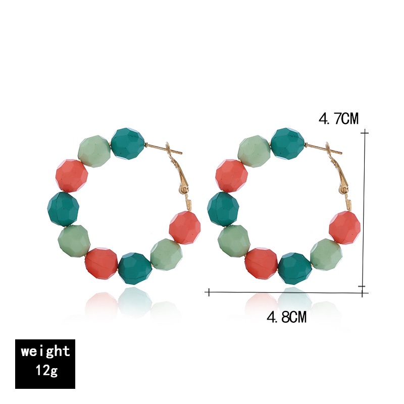 Desain Orang Banyak Kecil Berlebihan Warna Permen Permata Potong Anting-Anting Warna Kontras Manik-Manik Anting-Anting Ins Gaya Anting-Anting