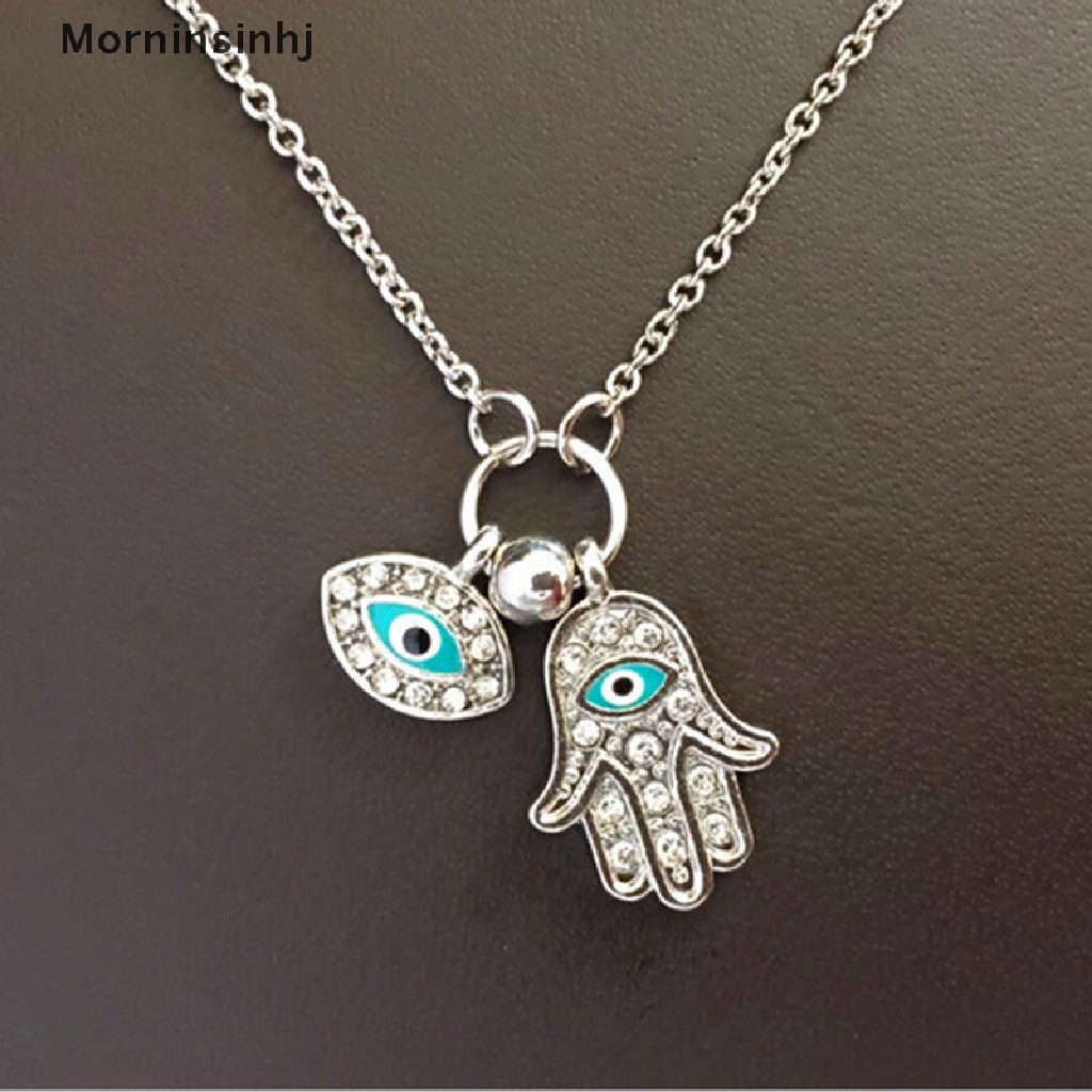 Mornin Fatima Palm Kalung Evil Eye Hamsa Tangan Rantai Liontin Perhiasan Wanita id