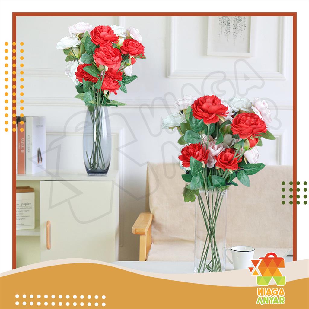 NA Artificial Rose Flower / Tanaman Hias Plastik Dekorasi Bunga Mawar Palsu Tangkai Panjang / Artifi