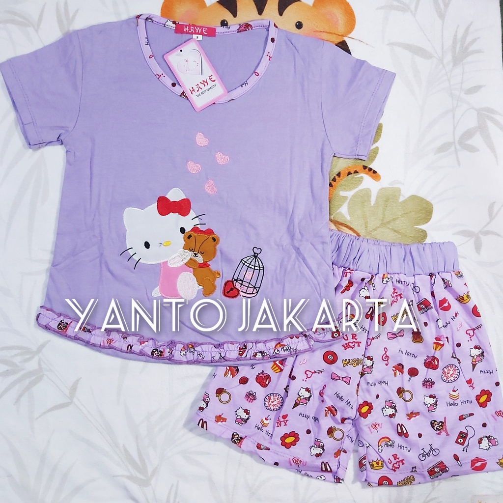 SETELAN ANAK PEREMPUAN KARAKTER HELLO KITTY LOVE 1-5 TAHUN