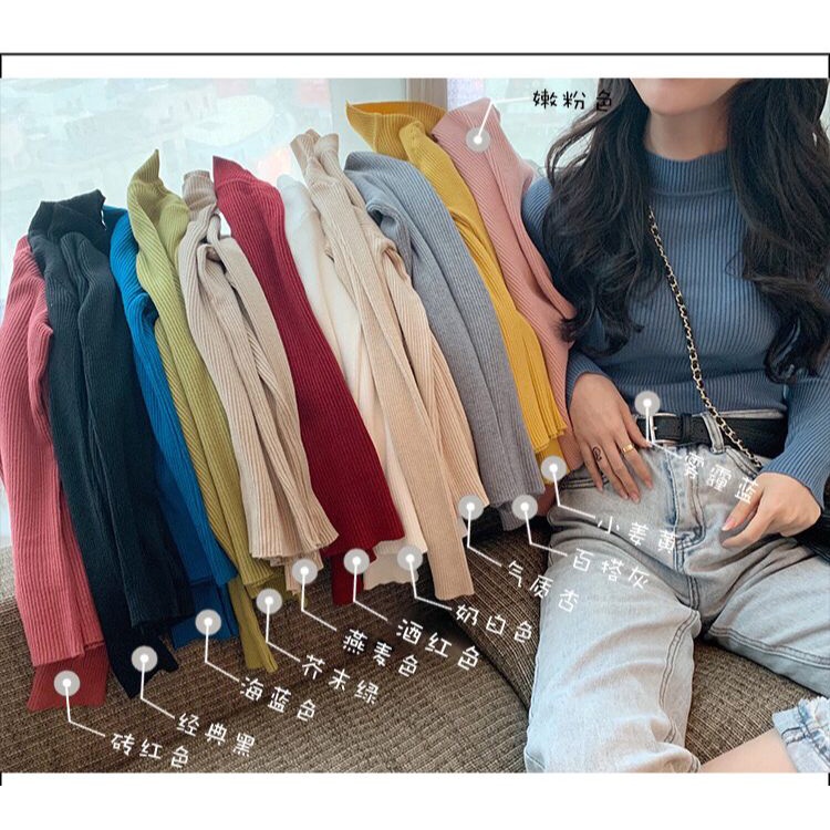 TOPGROSIR TG1662 Top Model Turtleneck RajutWanita Lengan Panjang Import Inner Rajut Polos Nyaman