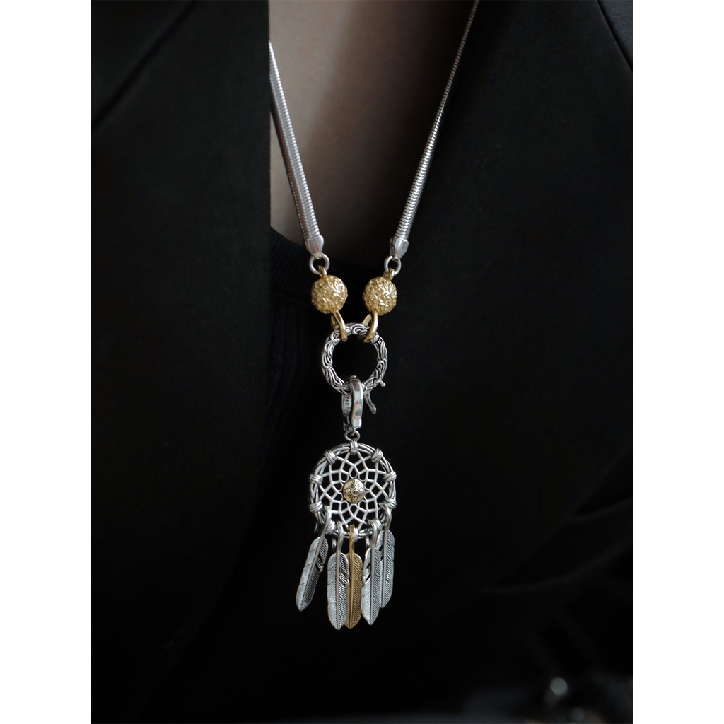 Goldkingdom Aksesoris Perhiasan Fashion Ready Stock Emas Dan Perak Kontras Dream Net Pendant Niche Design Sense Vintage