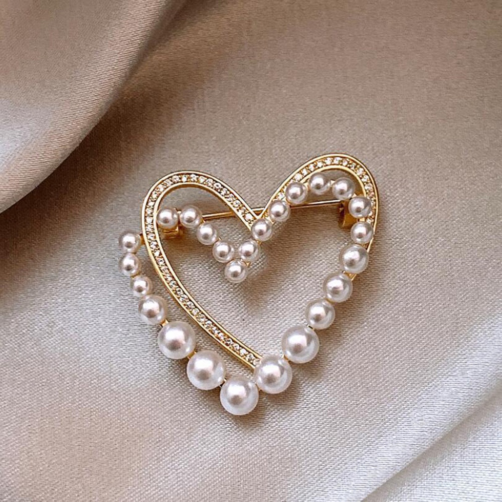 Heart Shape Brooch Artist Jewelry Anti Stray Light Christmas New Year Gift Anti-glare Suit Shirt Wedding Party Alloy Cuff Collar Needle