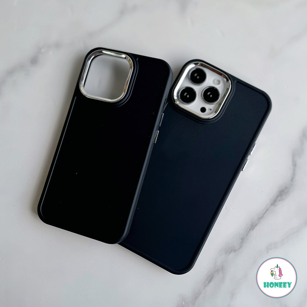 Casing Ponsel Lensa Electroplated Polos Sederhana Kompatibel Untuk iPhone 11 Pro Max14 12 13pro 14plus Silikon Lembut Shockproof Penutup Belakang