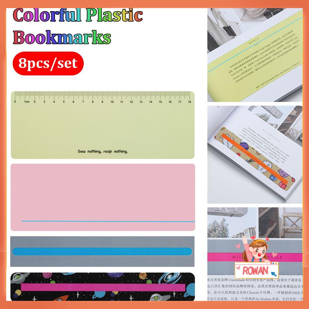 R-flower 8pcs/Set Bookmark Plastik Warna Warni Efek Neon Cahaya Baru Alat Bantu Baca PVC Tape Plastik Warna-Warni Kreativitas Highlight Strip