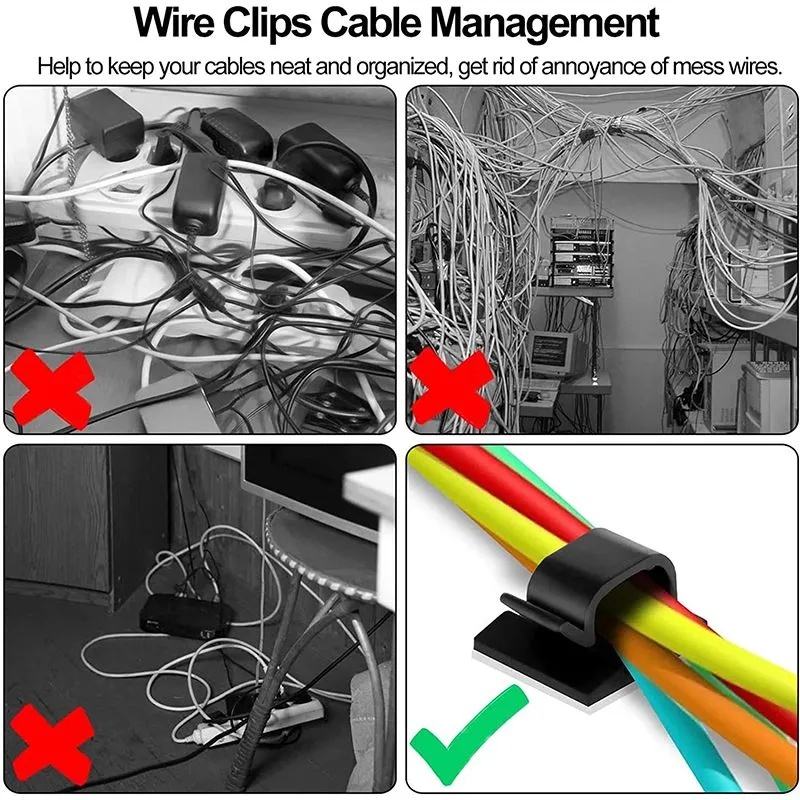 Self-adhesive Home Office Car Cord Winder Power Line Holder Desk Top Cable Wire Holders Fixer Holder Klip Kawat Mobil USB Wire Management Cable Cords Organizer