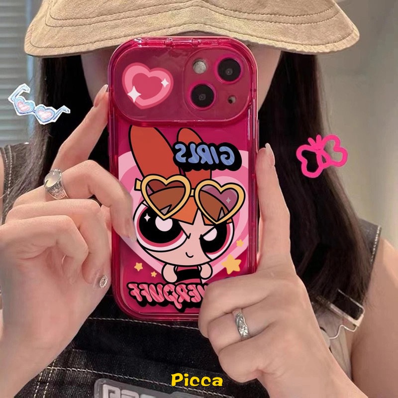 IPHONE Casing Cermin Make Up Flip Kompatibel Untuk Iphone11 7 8 Plus XR 14 13 12 11 Pro MAX X XS MAX SE 2020 Kartun The Powerpuff Gadis Kreatif Lembut TPU Shockproof Case