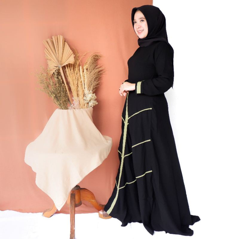 Diandra Dress - @nd-1 01 - Gamis Hitam - Abaya Hitam - Dress Hitam - Gamis Tanahabang - Gamis Seraga