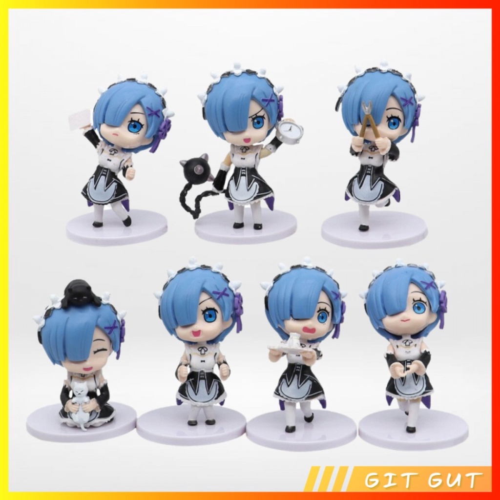 Action Figure Pajangan Set 7 pcs Re Zero Kara Hajimeru Rem Ram