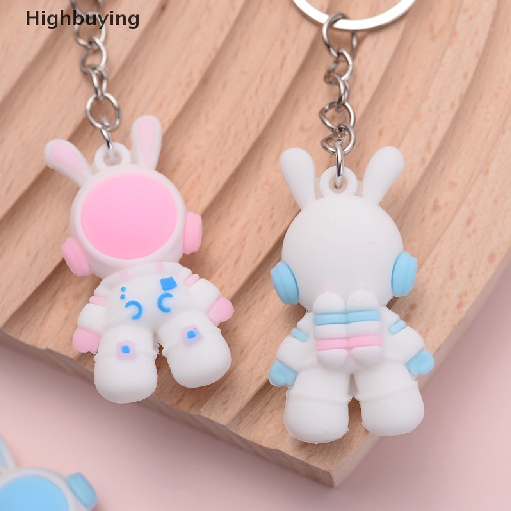 Hbid Lucu Kartun 3D Kelinci spaceman figure Boneka keychain keyring Untuk Wanita Pria bunny Astronot Mobil Gantungan Kunci ring Tas Pesona Liontin Glory