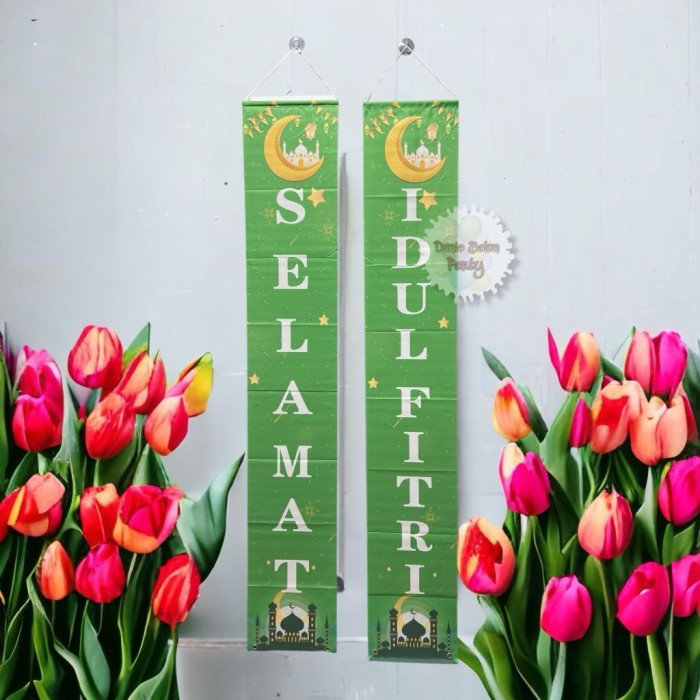 Dekorasi Banner Selamat Idul Fitri / Hiasan Lebaran Spanduk Hijau