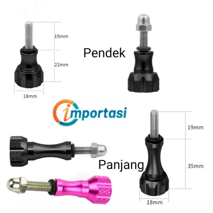 Baut Almununium Gopro Insta360 Osmo Bolt Thumb Screw M5 Panjang Pendek