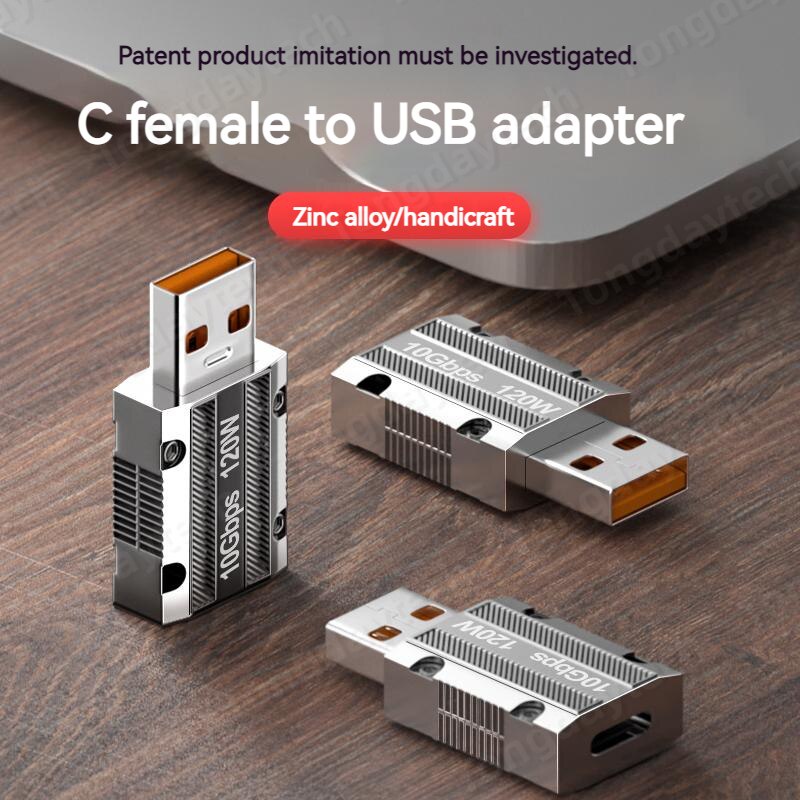 120w Zinc Alloy Usb Tipe C Otg Adapter 10Gbps Usb Male to Usb-C Female Konektor Untuk Telepon Adaptador Usb A Tipo C