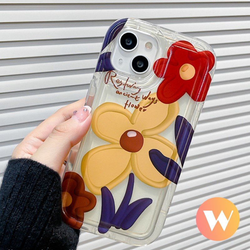 Casing Airbag Shockproof Soft TPU Floral Case Redmi A1 10 9C NFC 9T 9A 10A Redmi Note9 Note10 10s 11s 11 9 Note 10 Note10s Note11 Ins Korea Spring Oil Painting Flowers Cover