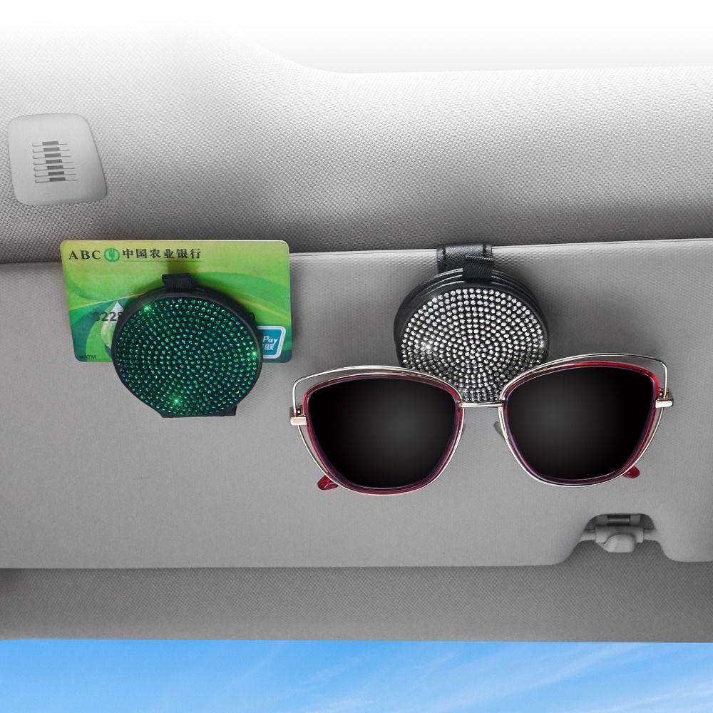 Populer Klip Kacamata Pelindung Matahari Mobil Auto Aksesoris Mobil Berdiri Diamond Bling Glasses Box