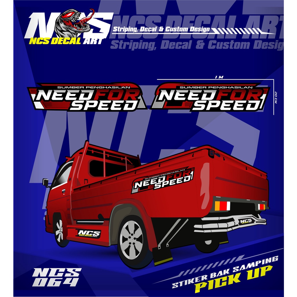 Stiker Bak Samping Pick Up L300 Stiker Vinyl Custom Cuting NEED FOR SPEED Stiker Variasi All Pick Up
