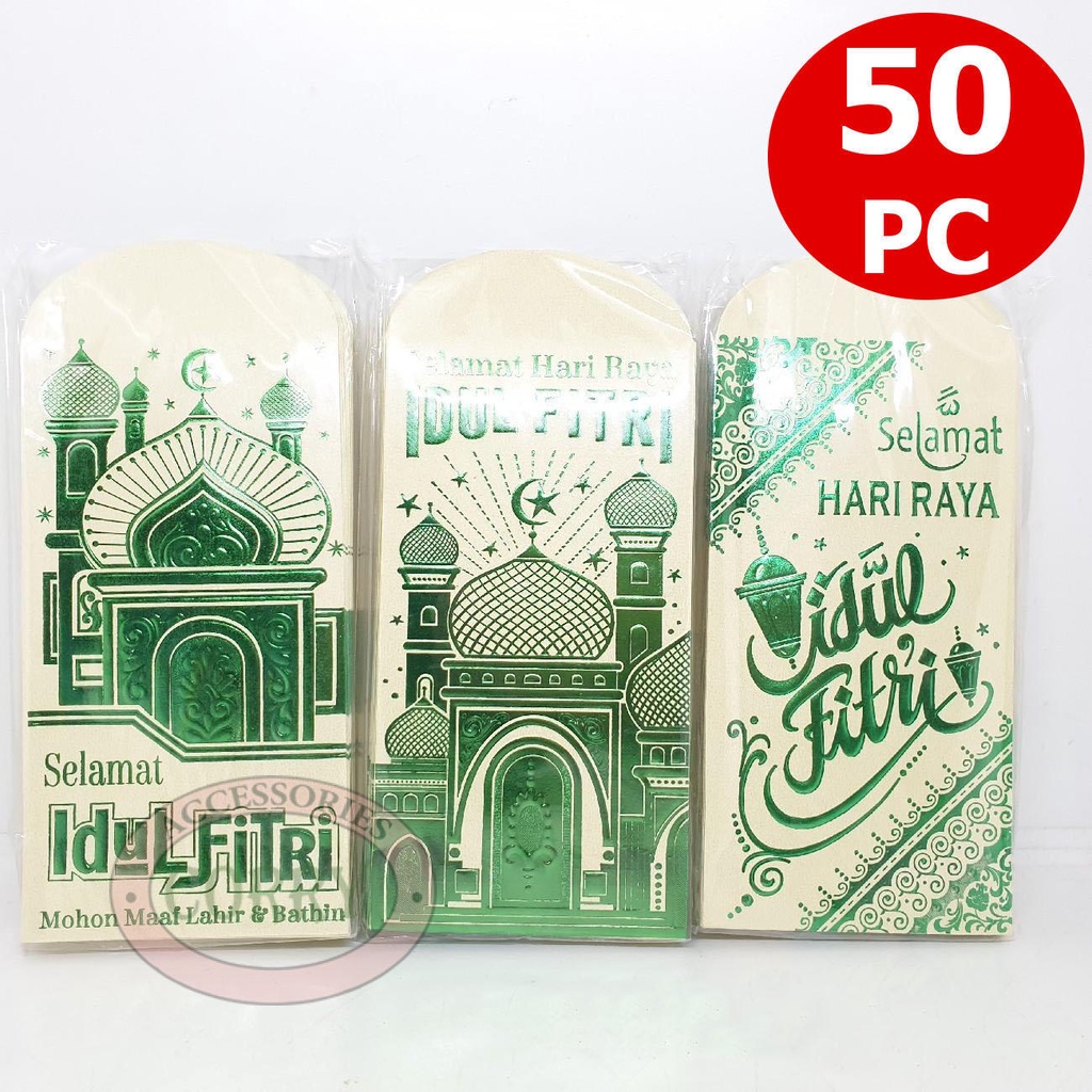 

Angpao Idul Fitri Lebaran Krem Hijau Putih Isi 50 Bulk Mewah 17 Cm Amplop Uang Embos