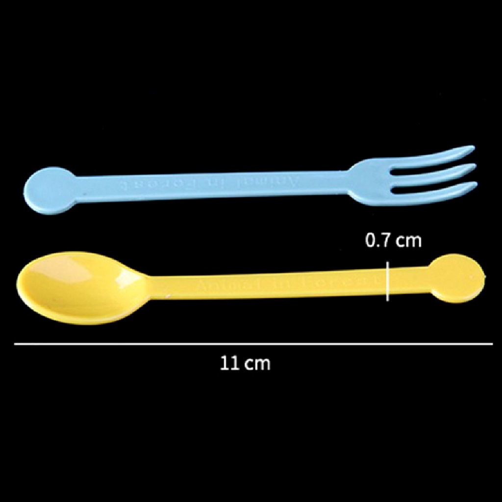 Sunshine 8Pcs Fruit Fork and Spoon Set Mini Cartoon Cake Dessert Food Fruit Forks ID