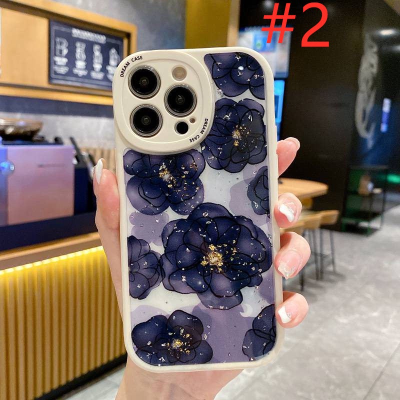 IPHONE  Bagus!Bunga Mawar Merah &amp; Ungu Flash Soft TPU Case HP iP Iphone14 13 12 11 Pro Max FTD Casing Apple