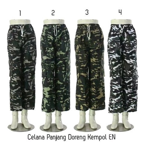 Celana Cargo Doreng Panjang Unisex Jumbo XL Pinggang Kolor Wanita By Solo Fashion Story