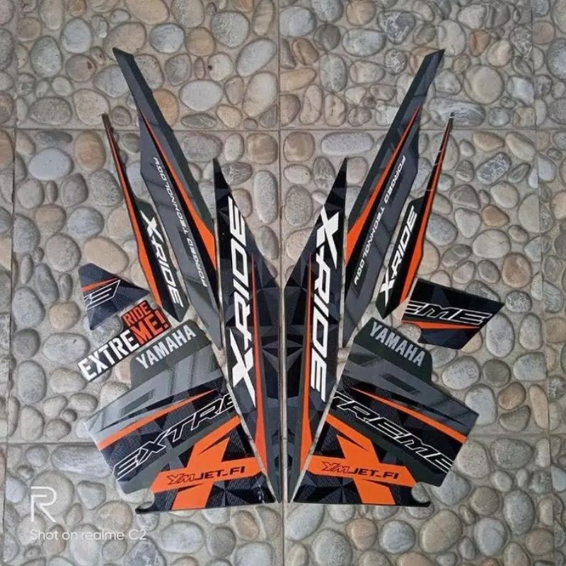 Striping Stiker sticker lis body yamaha x-ride xride 2015 2016 abu orange