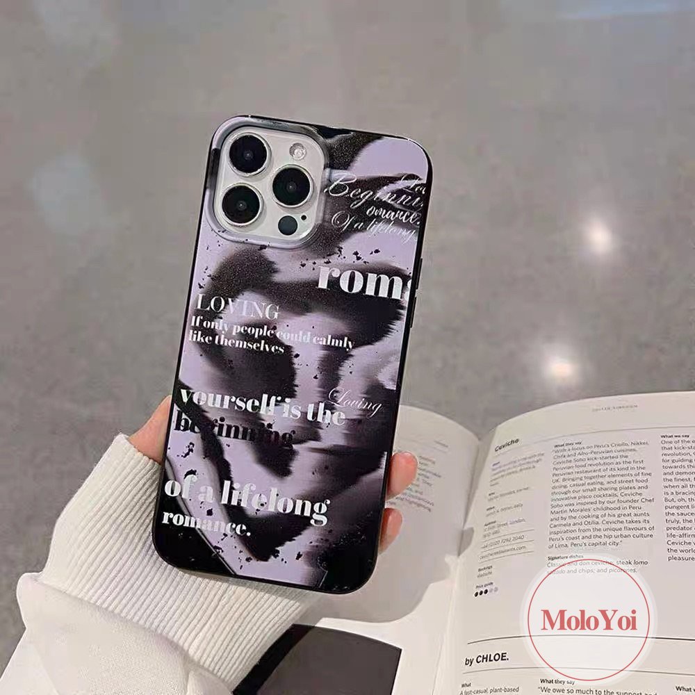 IPHONE Case Kompatibel Untuk Iphone11 7plus 14 Pro Max X XS Max7 8 Plus XR 13 12 Pro Max SE 2020 Huruf Inggris Halo Dyed Cat Air Shockproof Protection Camera Glossy Halus Soft Cover