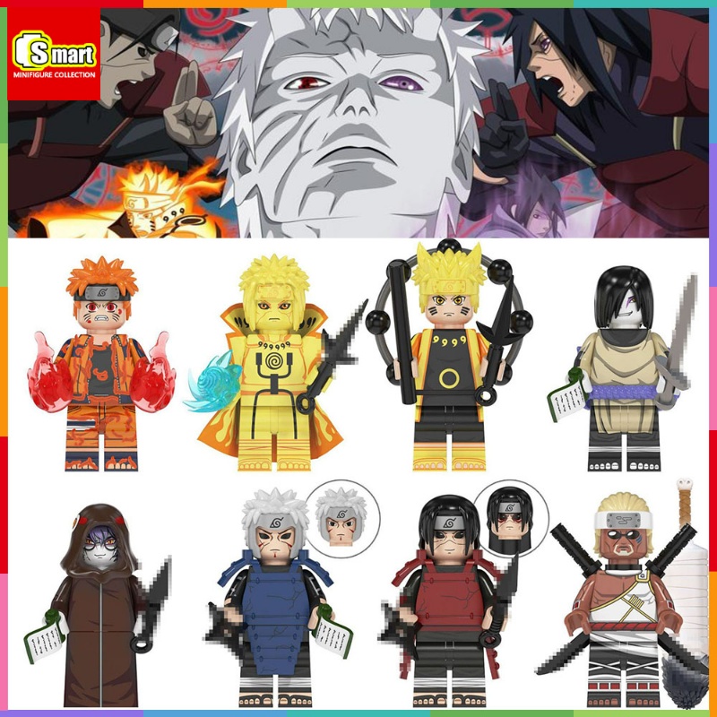 Naruto Series Uzumaki Naruto, Orochimaru, Reincarnation Kotor, Kolom Tangan Seribu, Mainan Blok Bangunan Angka Mini