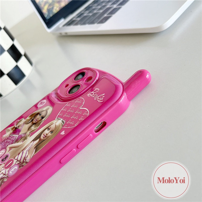 IPHONE Kepribadian Retro Kreatif Bentuk Ponsel Pretty Barbie Case Kompatibel Untuk Iphone11 13 12 Pro MAX XR 14 7Plus 8plus7 8 Plus X XS MAX Soft Phone Cover