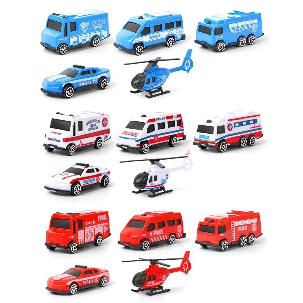 TOP 5pcs /set Mainan Mobil Inersia Mini Coasting Fleksibel Berputar Kendaraan Teknik Ambulance