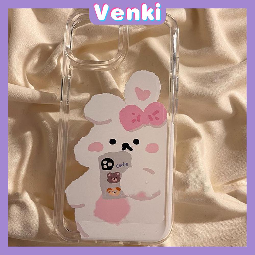 Case for iPhone 11 Soft TPU Clear Space Case Cute Cartoon Rabbit Plating Buttons Camera Protection ShockProof for iPhone 14 13 12 12 Plus 6 8 Plus XR XS