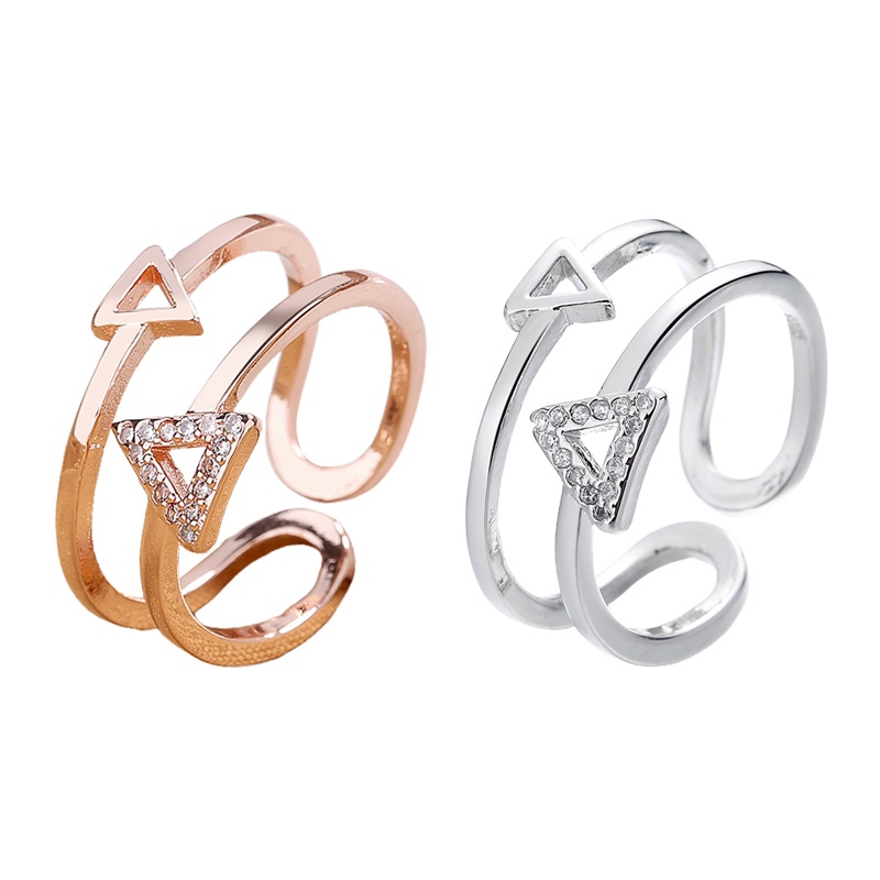 Cincin Silang Warna Emas Minimalis Trendi Geometris Double Layer Open Adjustable Finger Ring Untuk Wanitapesta Pernikahan Perhiasan Hadiah