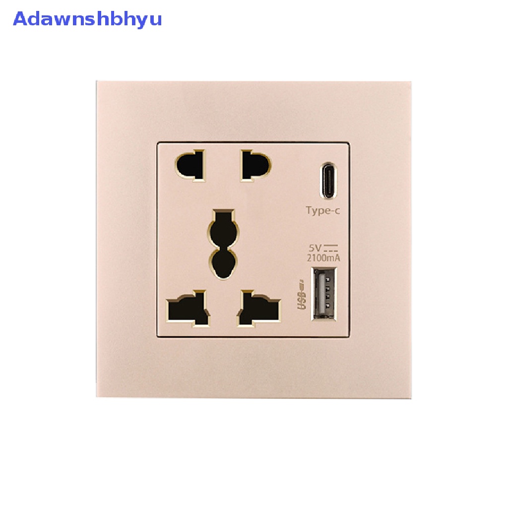 Adhyu Power 2100MA Stop Kontak USB Panel Kaca Kristal 13A UK Wall Type C Interface Socket ID