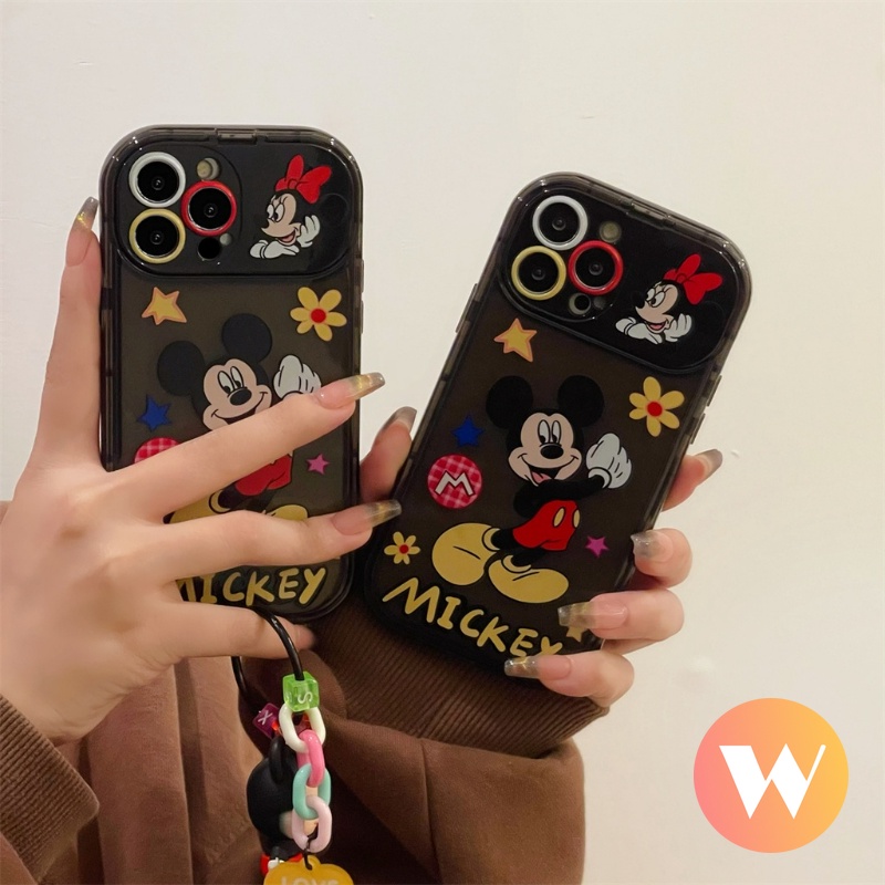 IPHONE Flip Make Up Cermin Kartun Disney Case Kompatibel Untuk Iphone11 13 14 12 Pro Max X XR 7 8 Plus XS Max SE 2020 Lucu Mickey Minnie Mouse Shockproof Lembut TPU Phone Cover