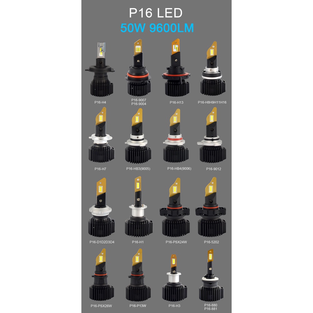 P16 100W Lampu Depan LED Canbus H4 H8 H9 H11 H7 Bohlam Led9005 HB3 HB4 9006 9012 H13 Auto LED Headlamp Fog Lights 12V 24V 6500K